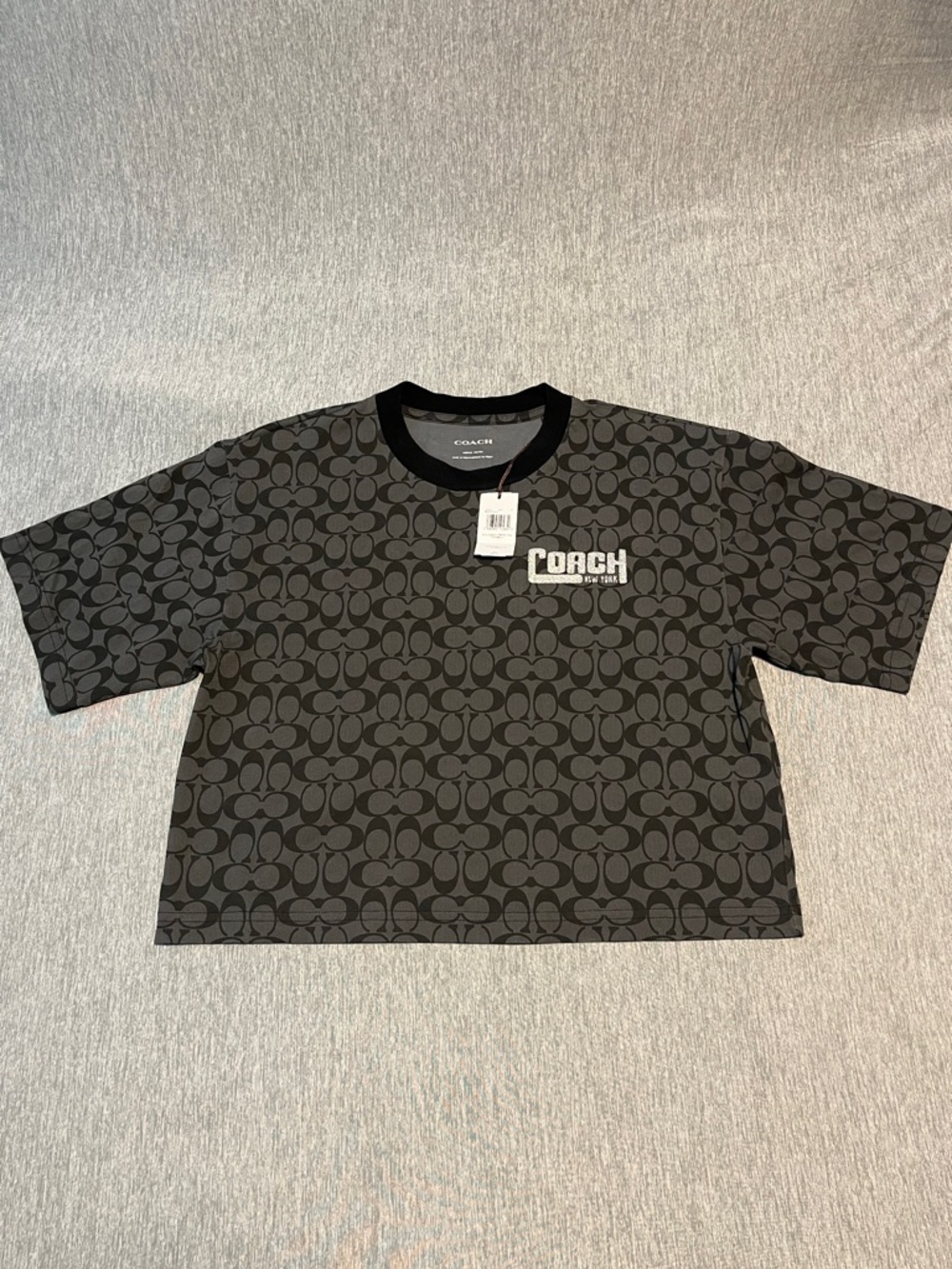 Coach Black All-Over Monogram Short-Sleeve Tee